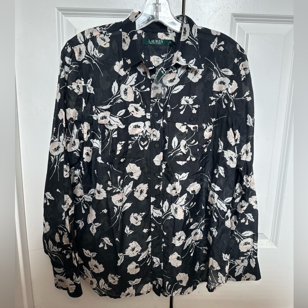 Ralph Lauren Black and White Floral Shirt